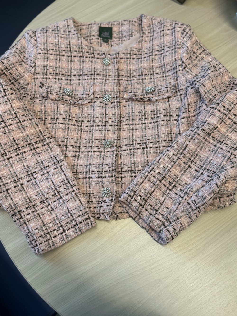 Coldwater Creek Pink Tweed Jacket with Jeweled Buttons - Picture 2 of 4